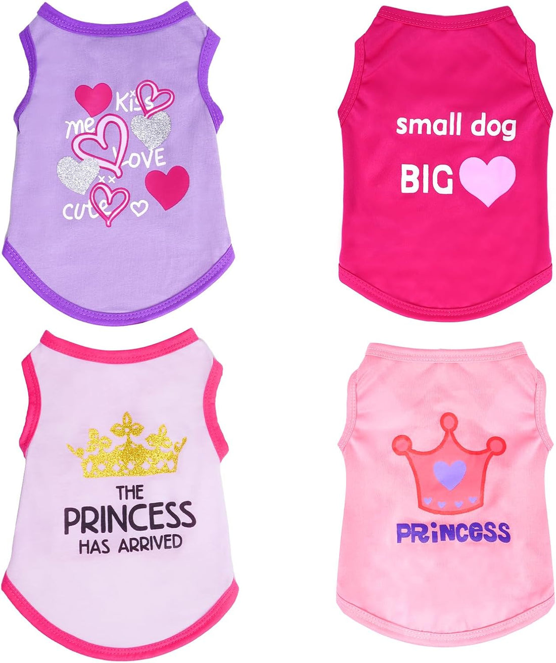 4Pack Dog Shirts Summer Printed Puppy Clothes Sleeveless for Dogs