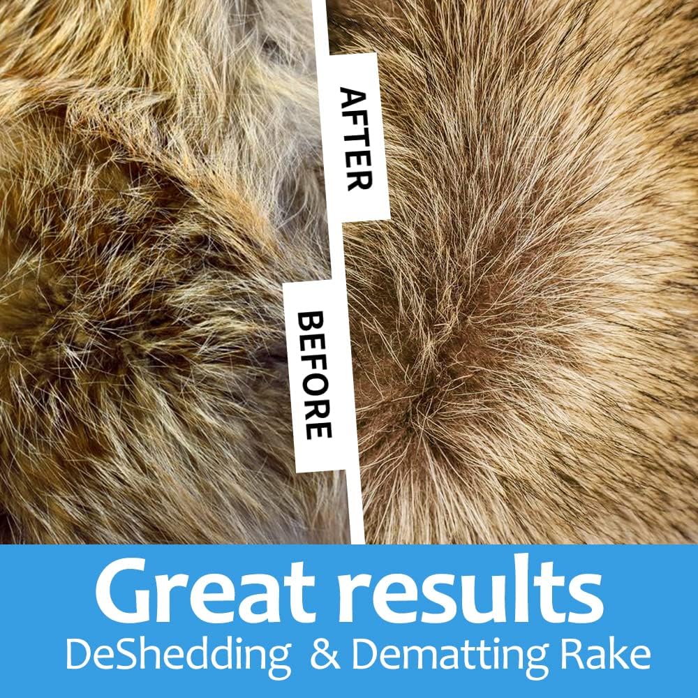 Undercoat Rake and Deshedding Tool for Dogs and Cats
