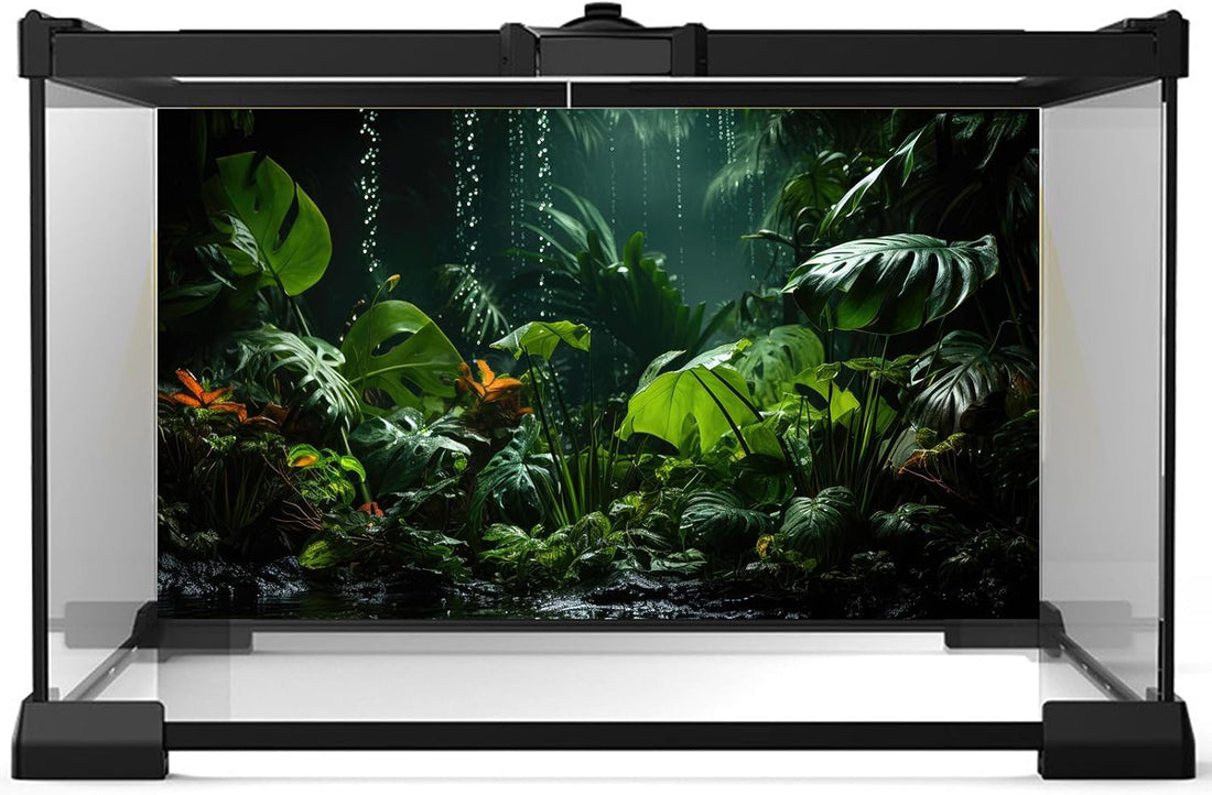 Raining Forest Aquarium Background Tropical Green Palm Leaf Fish Tank