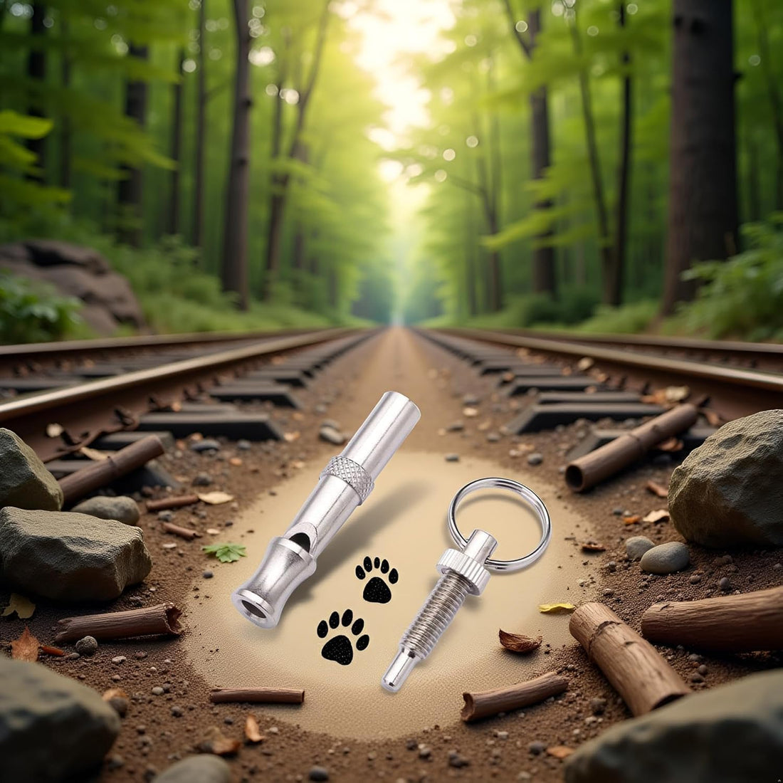 Silver Adjustable Ultrasonic Dog Whistle,Portable Whistle Pet Whistle