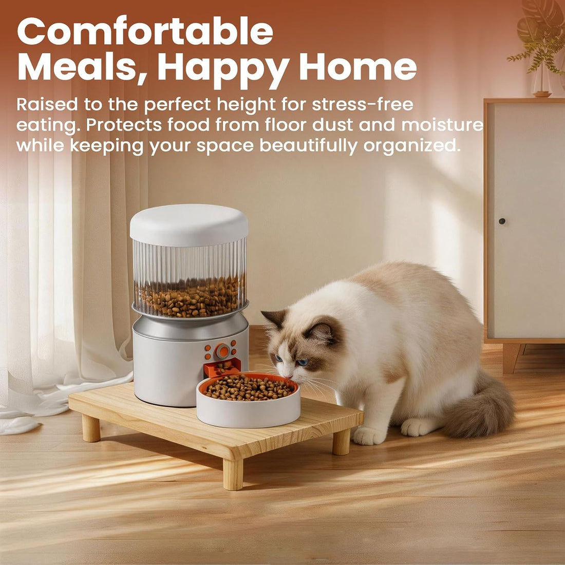 Cat Food Stand, Riser for Automatic Feeder & Water Bowl