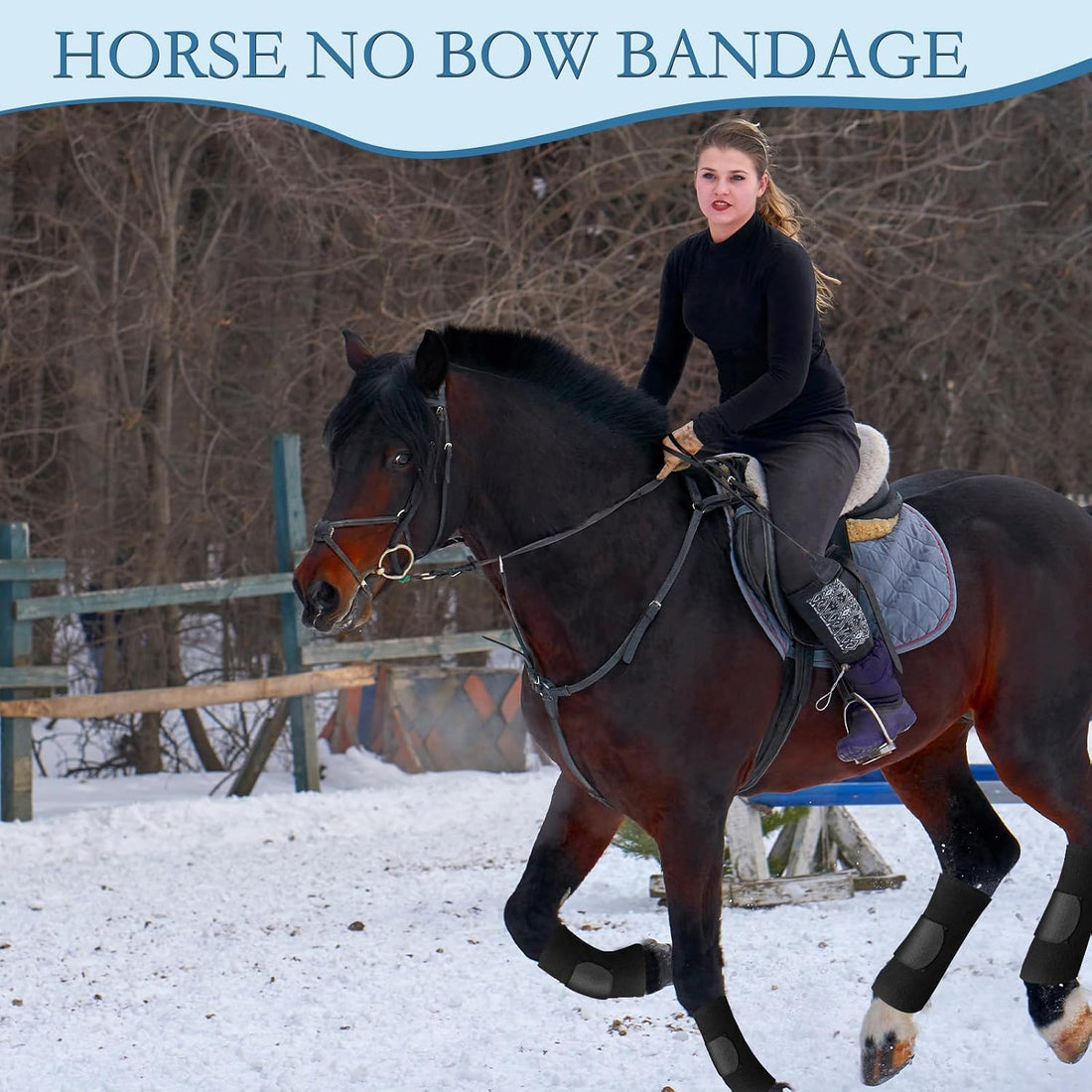 Set of 4 Horse No Bow Bandage 3D Contoured Standing Wrap Bandages