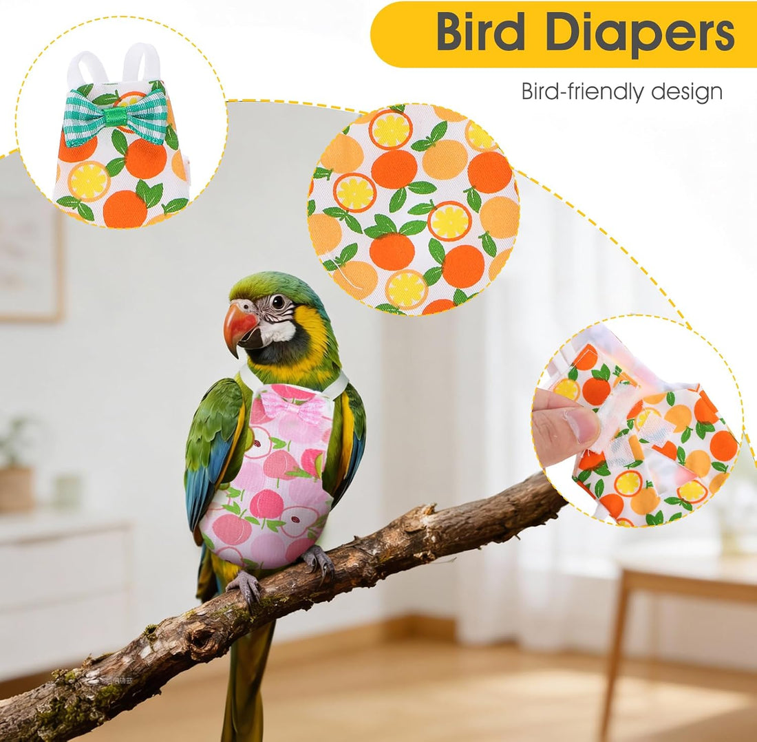 4 Pcs Bird Diaper, Reusable Parrot Diaper with Waterproof Inner