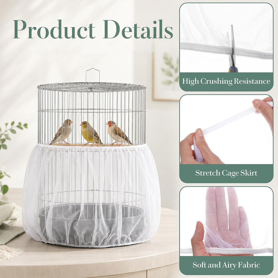 Bird Cage Seed Catcher 11.5x70.8in White Bird Cage Cover