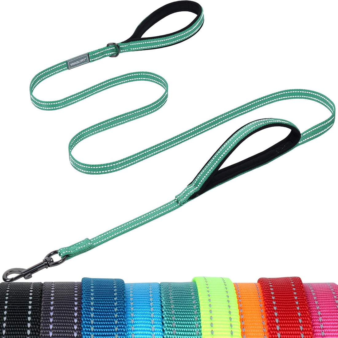 VIVAGLORY Double Handle Dog Leash Twingrip, 6ft x 1in