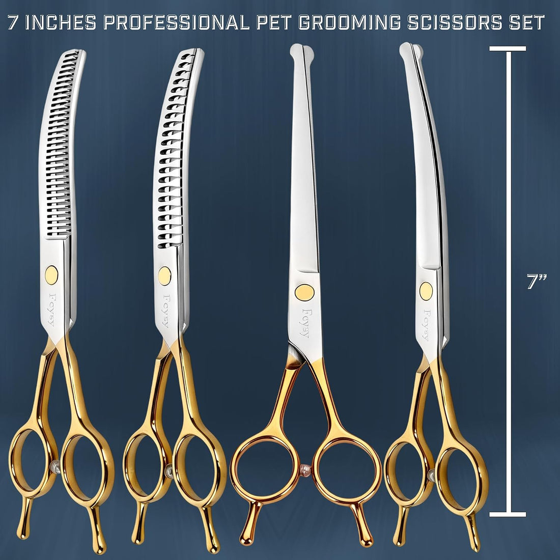 Dog Grooming Scissors Kit, Curved Pet Grooming Shears Set