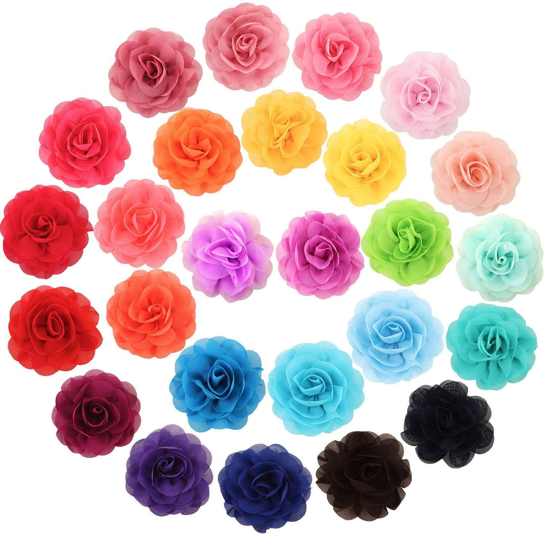 WILLBOND 26 Pcs Dog Collar Flowers Multicolor Pet Charms Flower 5 cm