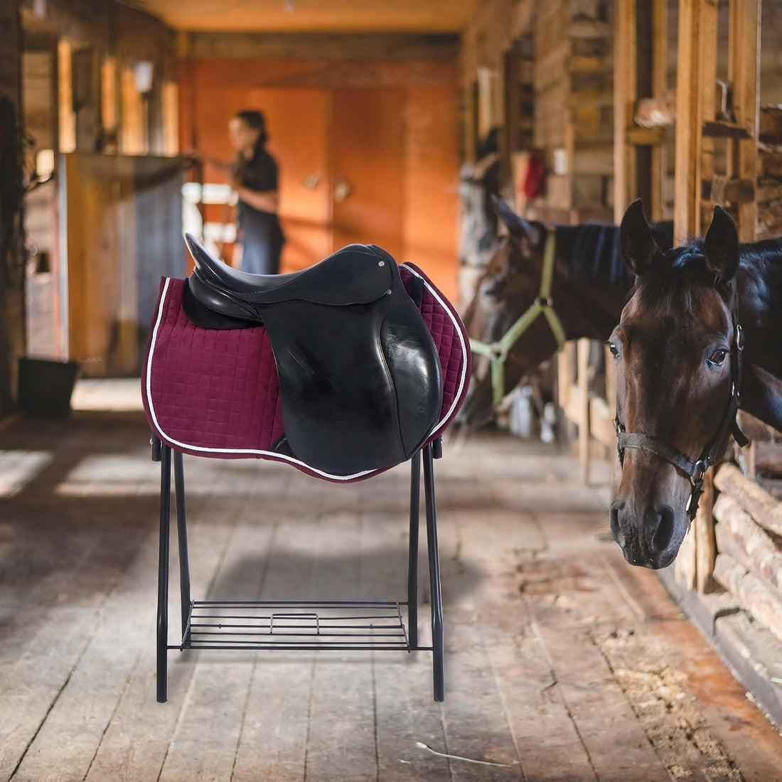 Harrison Howard Freestanding Horse Saddle Rack, w/Supportive Fabric