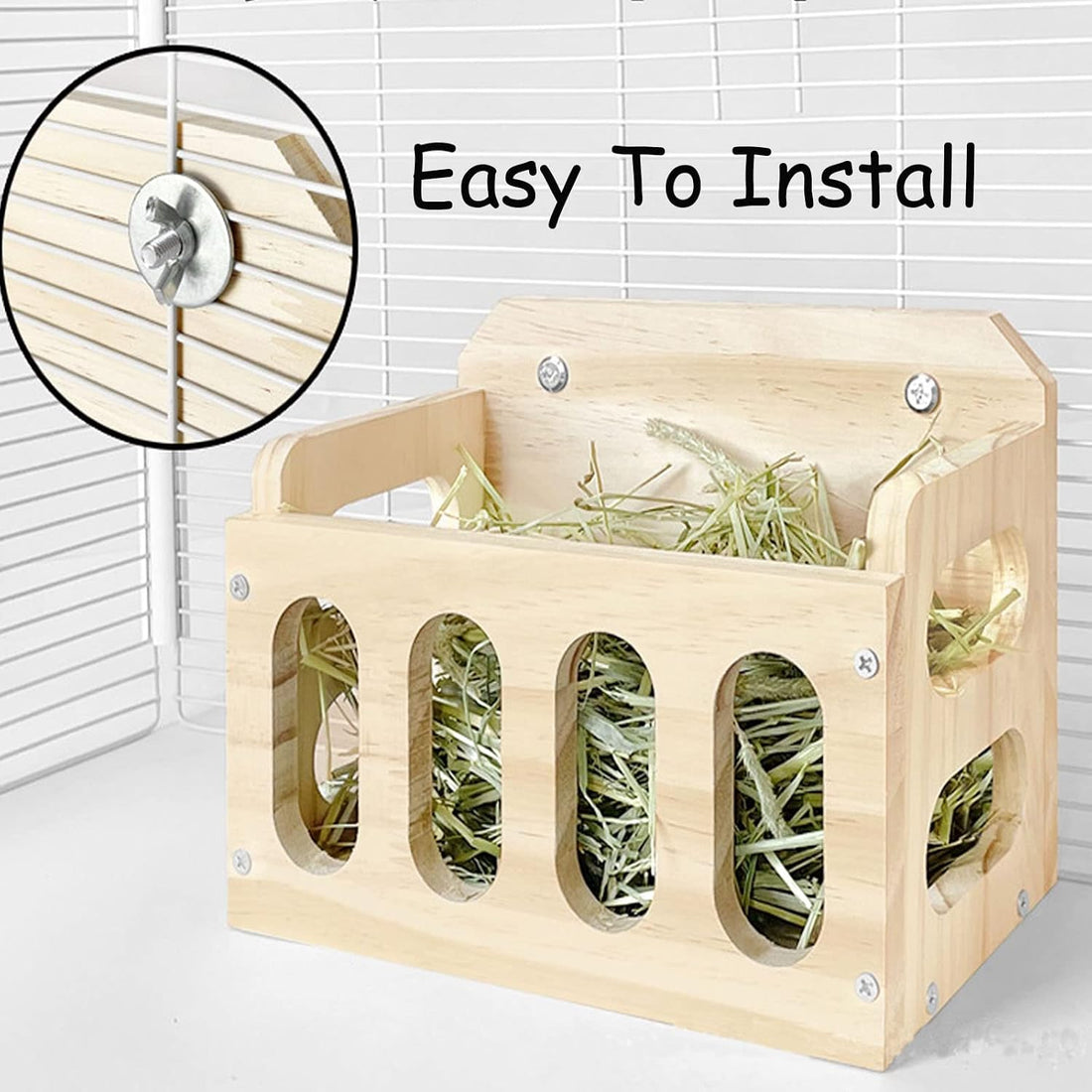 Rabbit Hay Feeder Wooden Hay Rack Guinea Pig Hay Holder Less Wasted