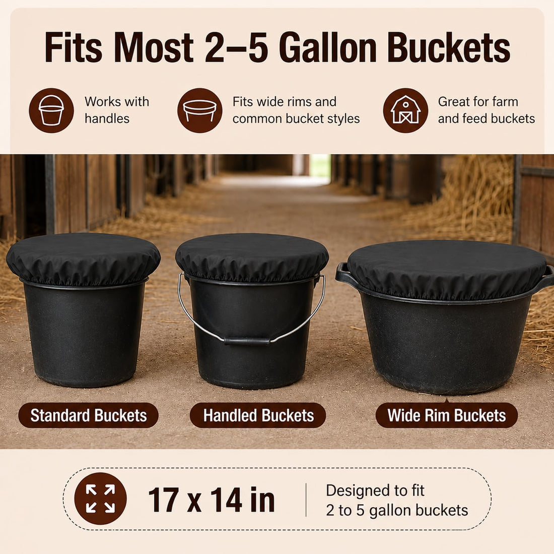 Horse Bucket Cover for Feed Buckets for Horses, Waterproof