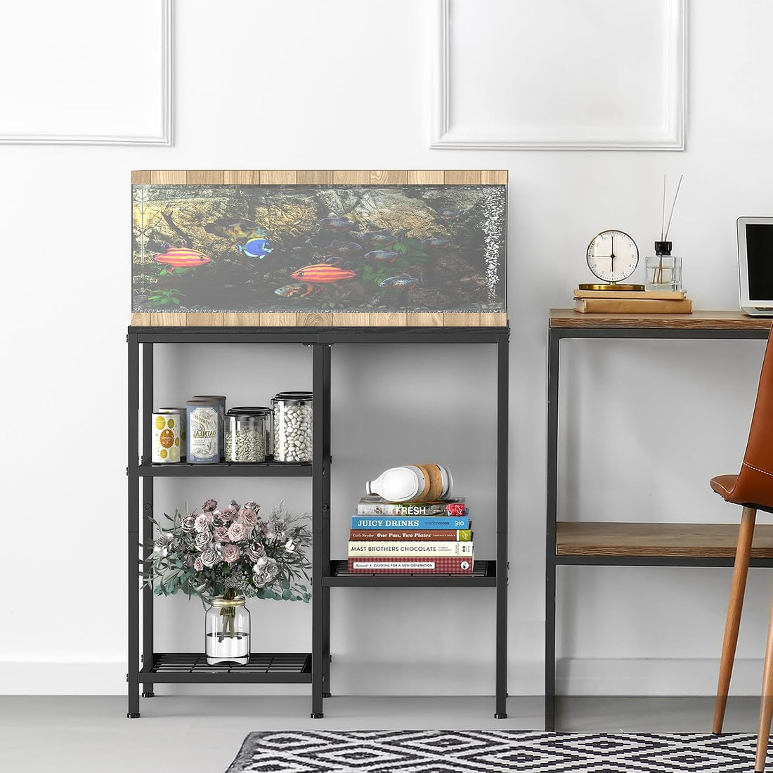 20 Gallon Fish Tank Stand, Metal Aquarium Stand, with 3-Tier Shelf