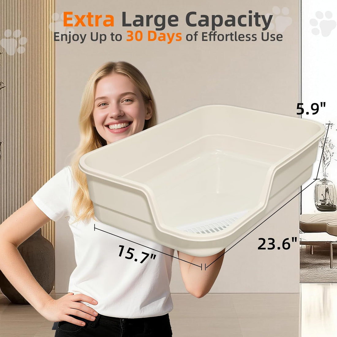 Extra Large Litter Box with Low Entry,Jumbo Cat Litter Box for Kitty