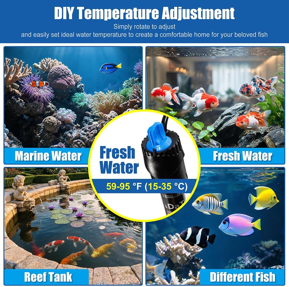 DaToo 500W Aquarium Heater Submersible 500Watt Fish Tank Heater