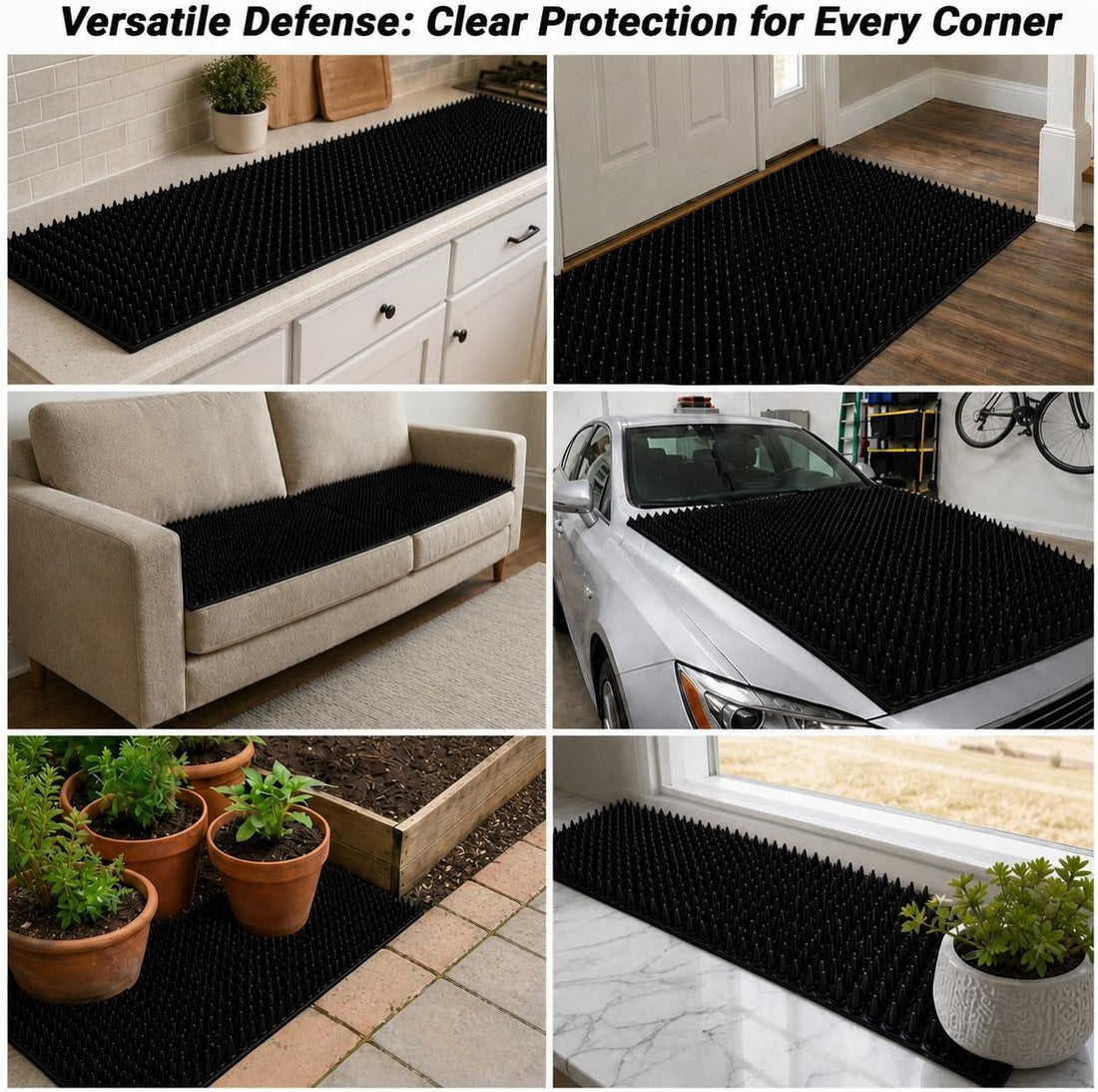 Black Cat Scat Mat 8 Pack, Cat Deterrent Mat