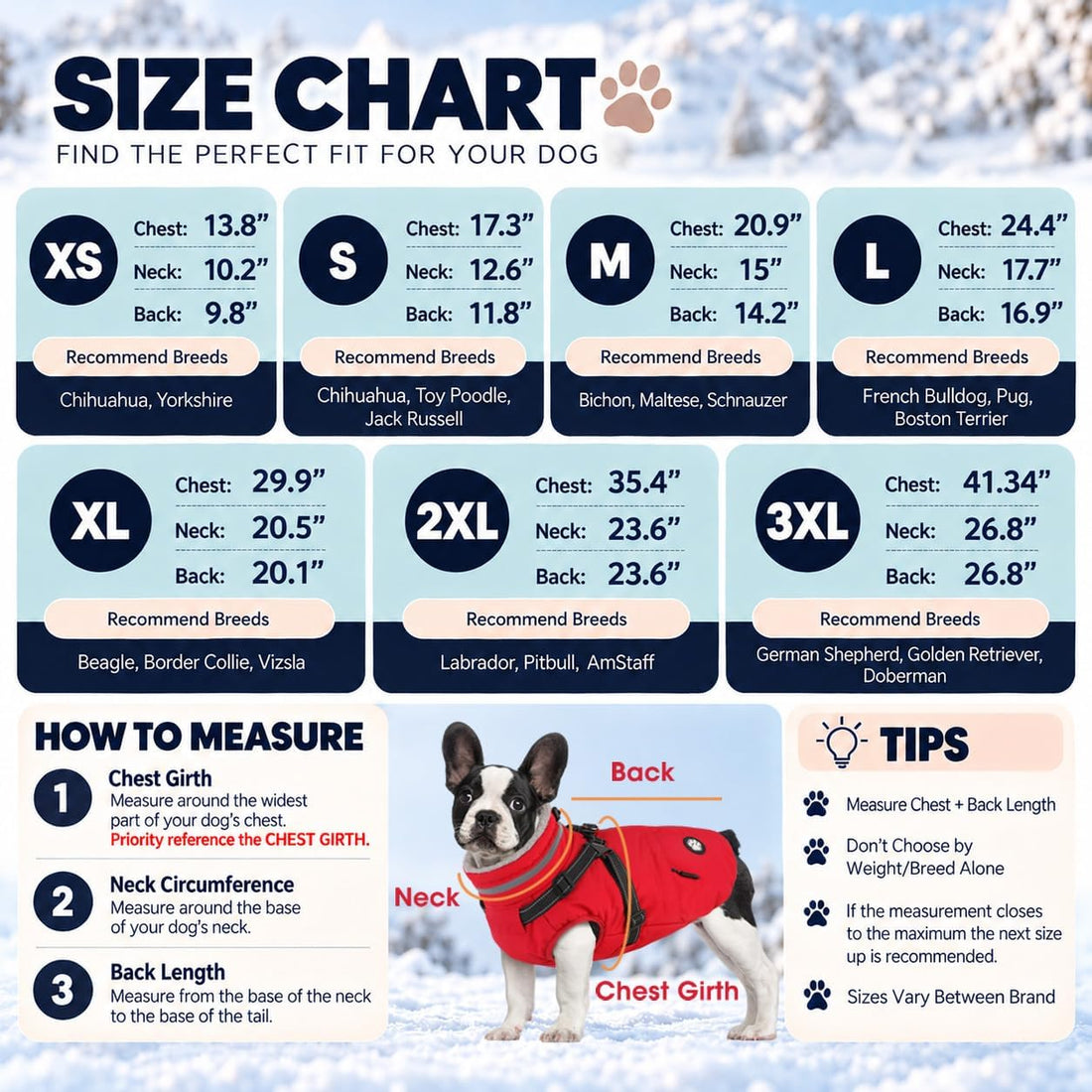Dogcheer Dog Winter Coat with Harness, Waterproof Dog Warm Jacket