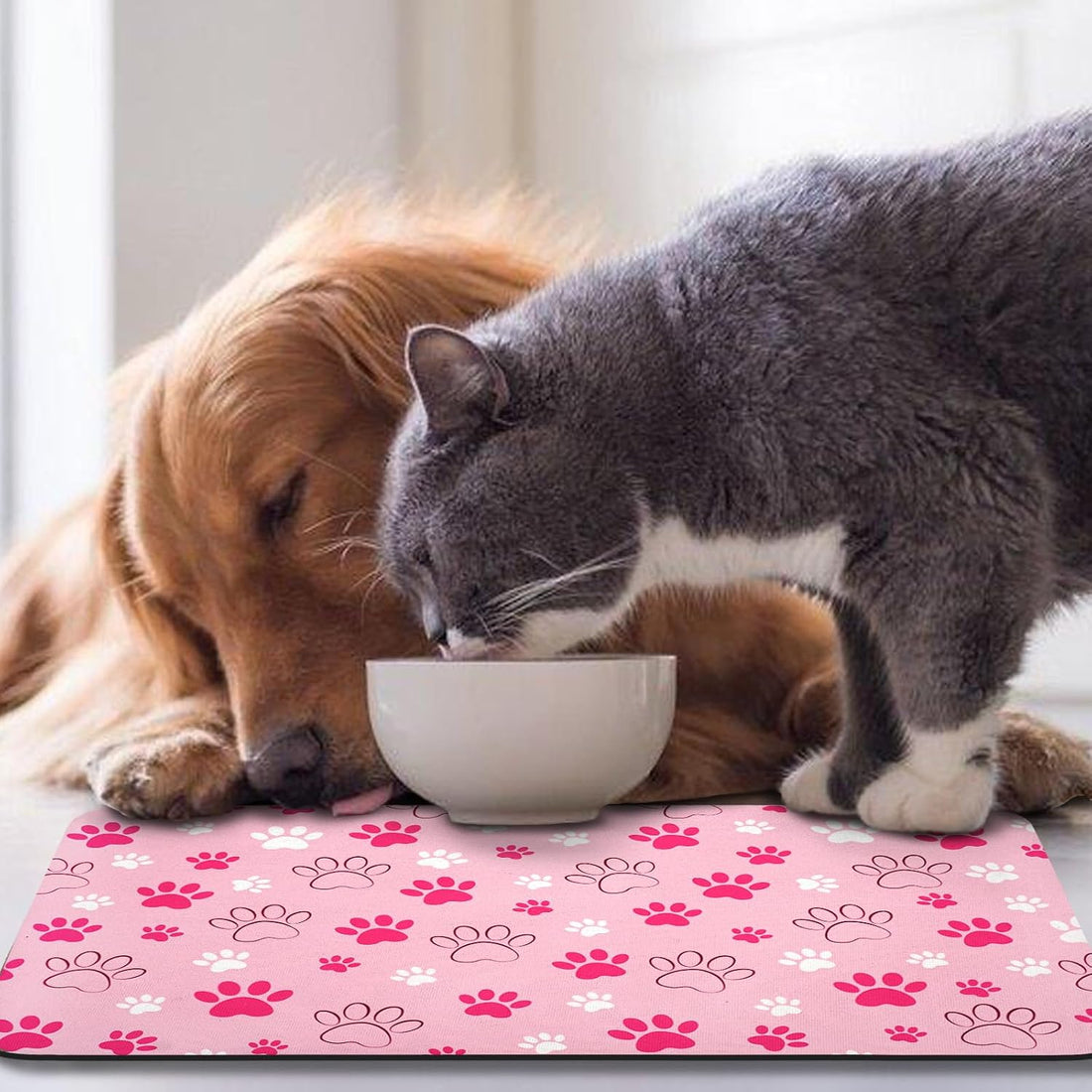 Dog Food Mat, Absorbent Water Bowl Mats Cat Pet Feeding Placemats