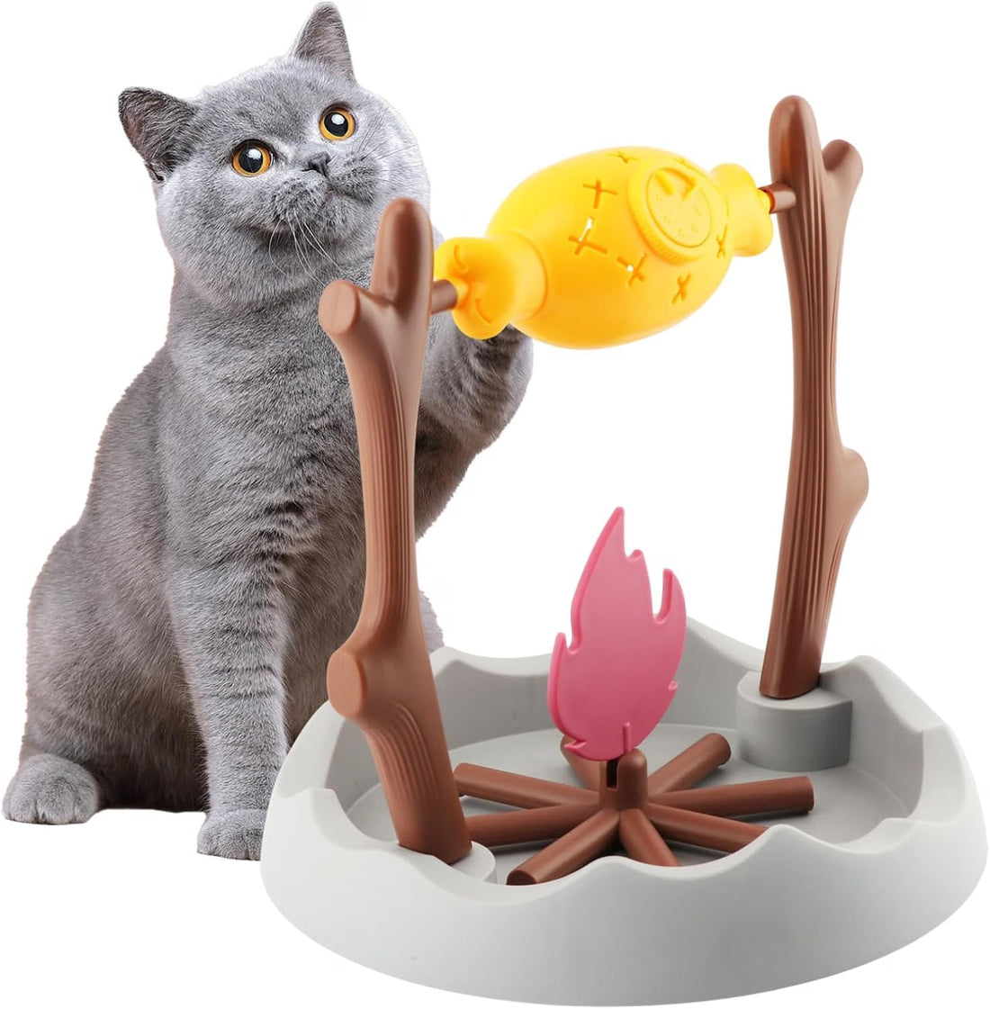 Cat Slow Feeder Puzzle Toy BBQ Campfire‑Grill Style Adjustable