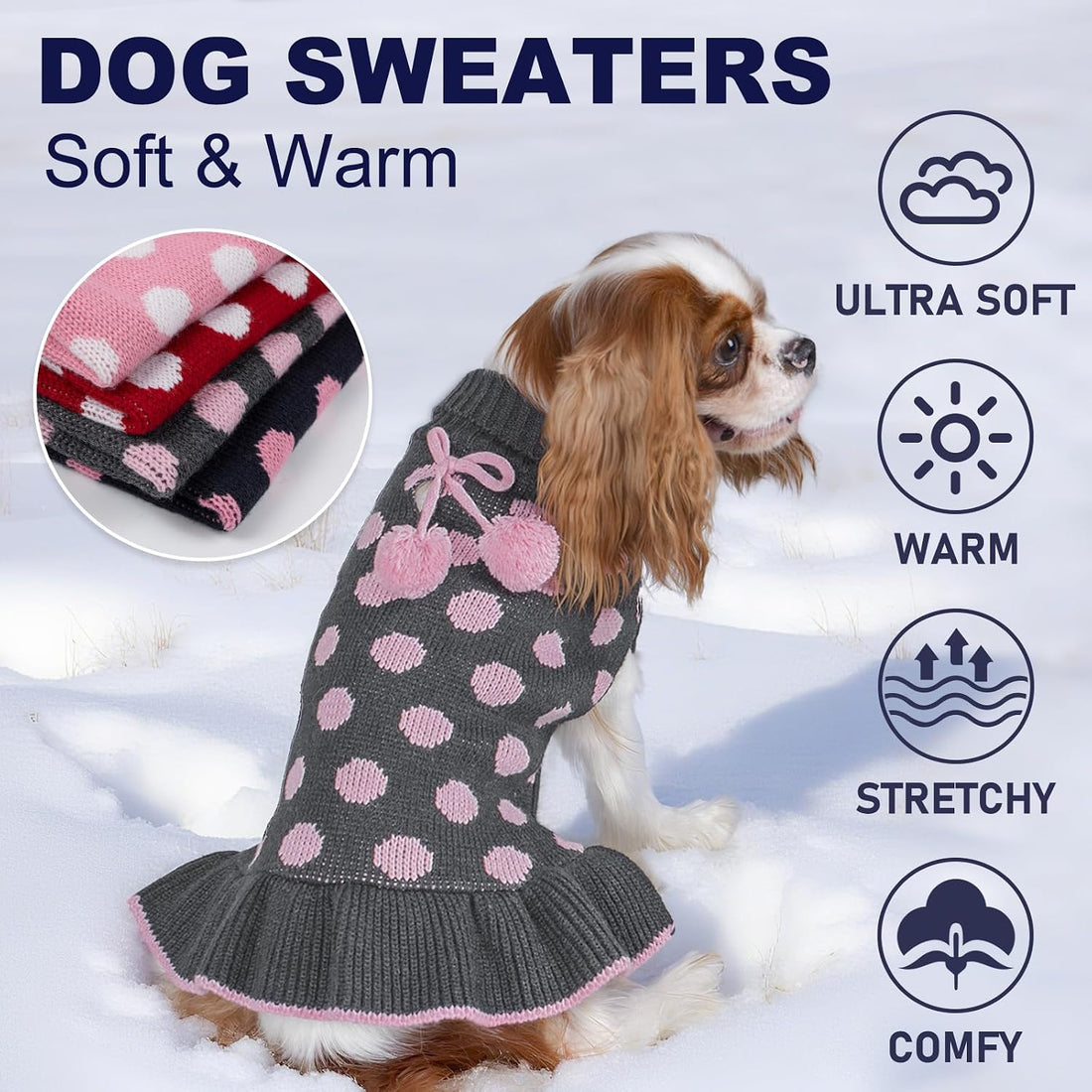 KYEESE Dog Sweaters with Leash Hole for Small Dogs Turtleneck Dog