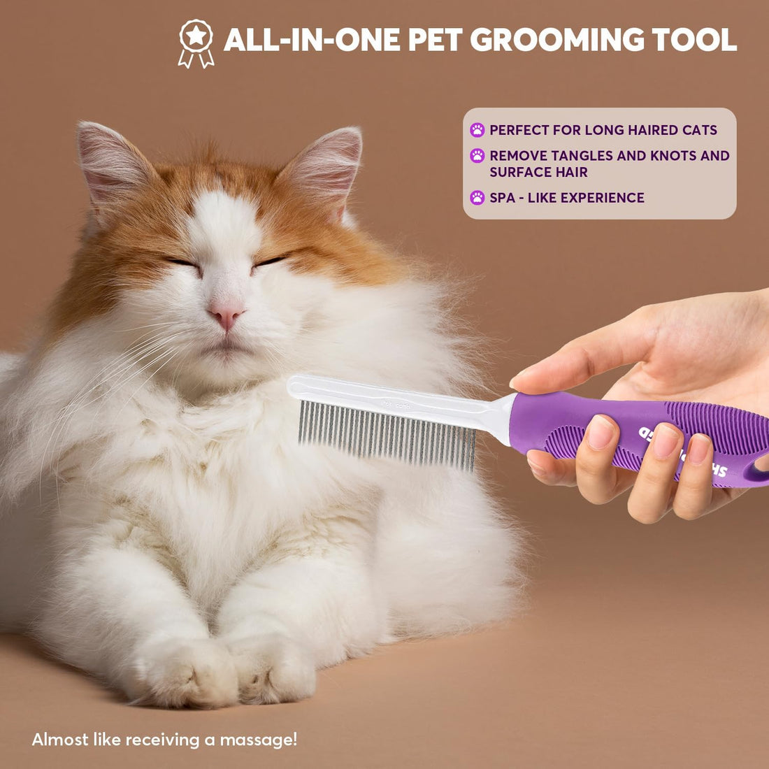 Detangling Pet Comb for Dogs & Cats with Long & Short Stainless Steel