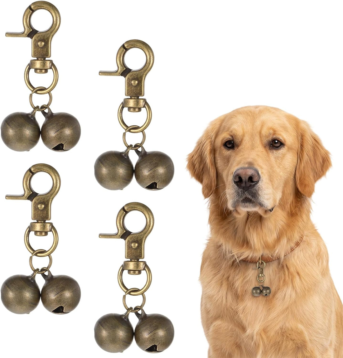 4 PCS Bell for Dog Collar, Extra Loud Dog Bells to Go Outside Iron