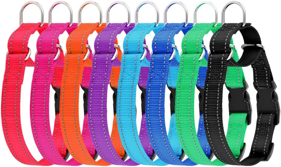 PLUTUS PET Reflective Martingale Collar with Quick Snap Buckle,No