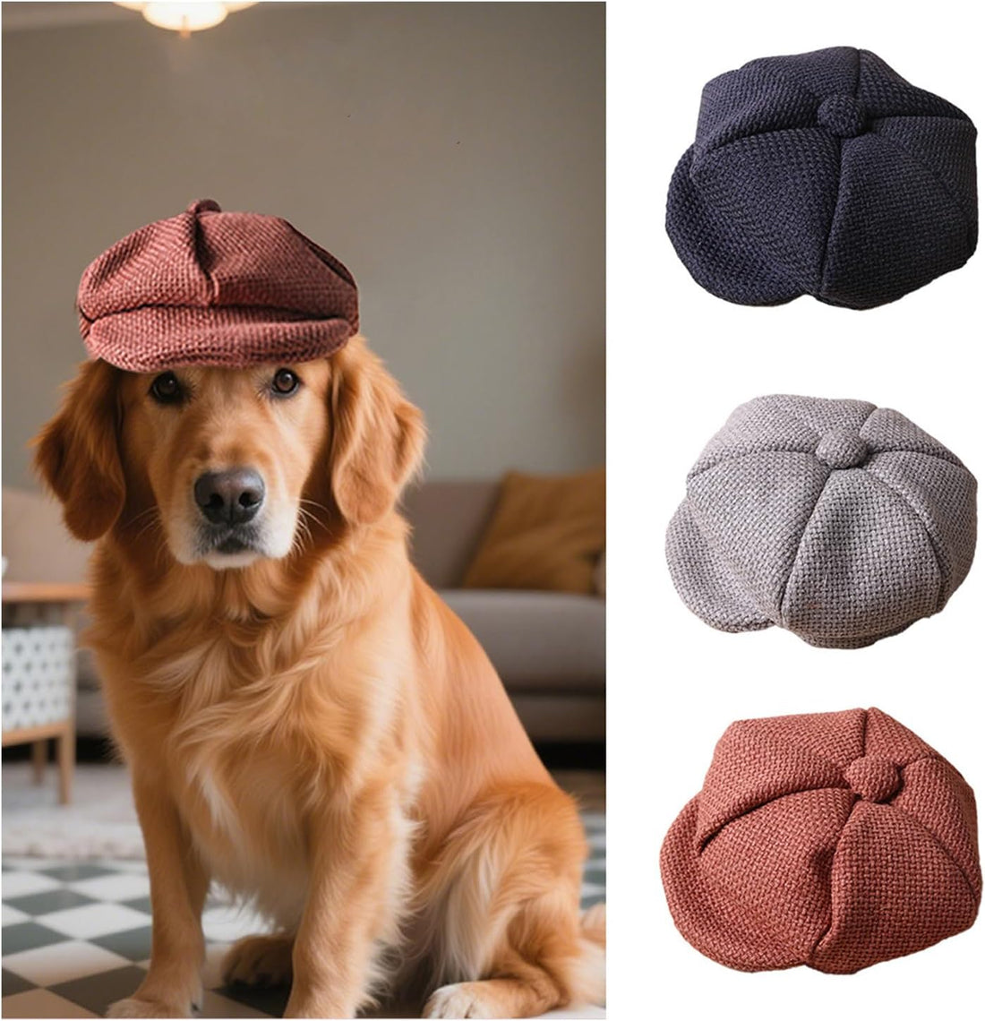 SEIS 3 Pcs Dog Berets Fashion Pet Hat French Artist Cat Cap Baseball