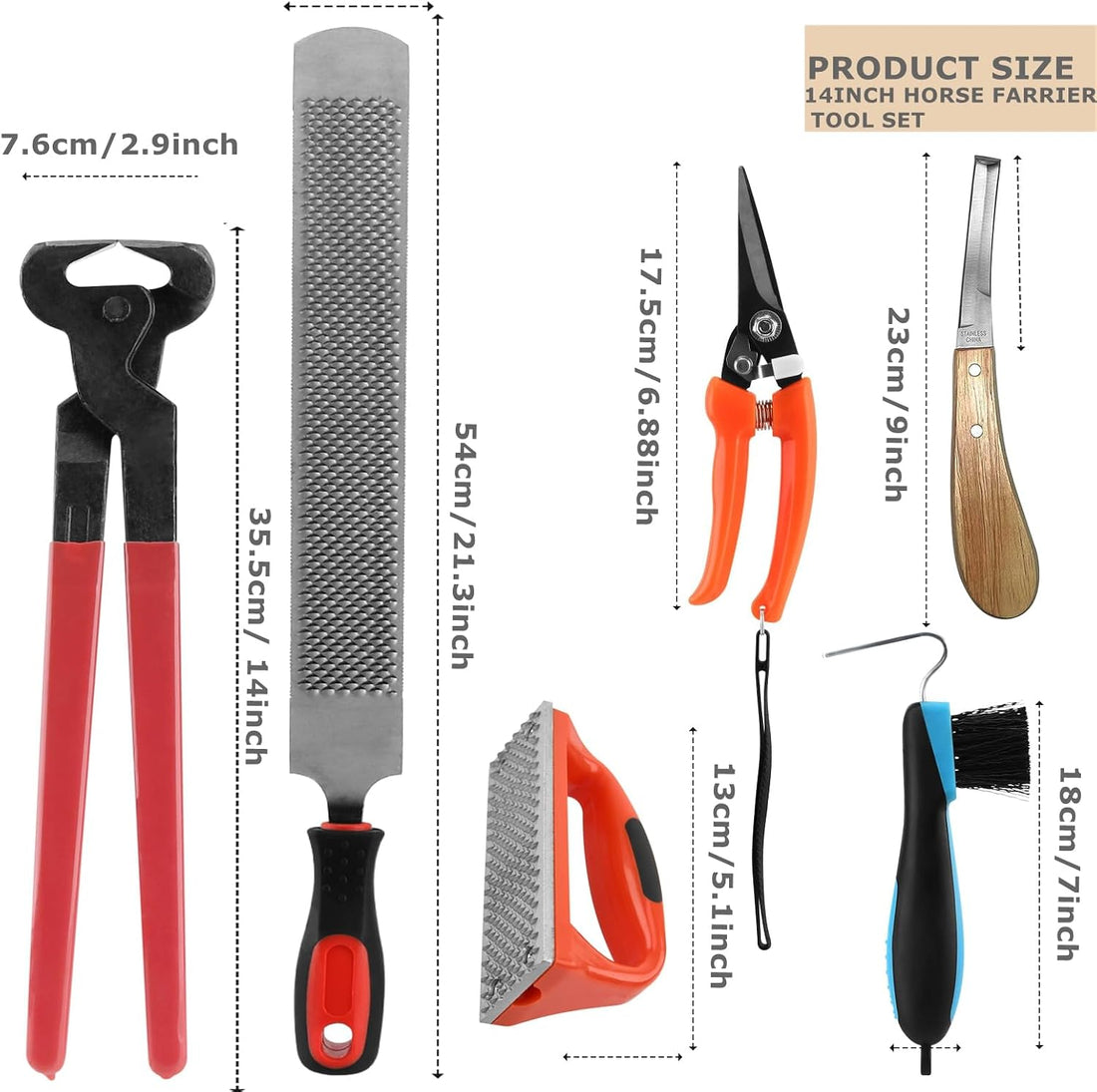7 PCS Farrier Tool Kits Professional Hoof Trimming Farrier Tools