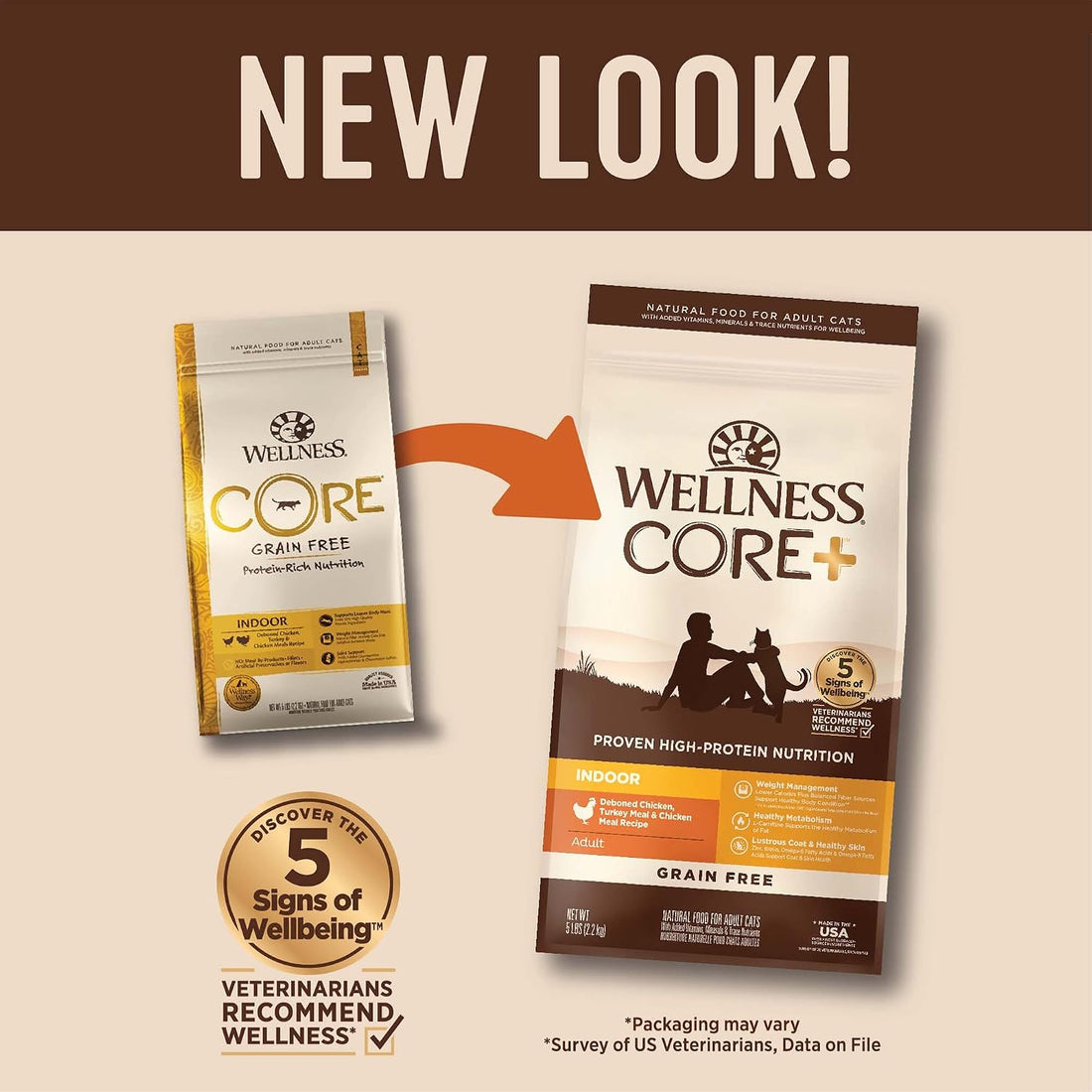 Wellness CORE+ Adult Dry Cat Food for Indoor Cats, Natural