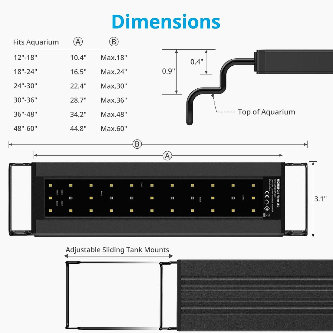 NICREW C10 Plant Aquarium Light, 18-24 in, 13W