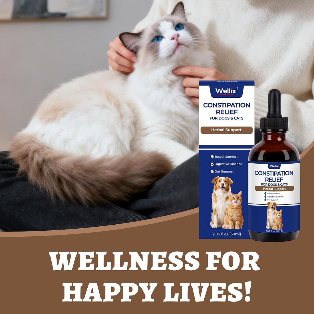 Wellix Cat & Dog probiotics for Constipation Relief & Gut Health