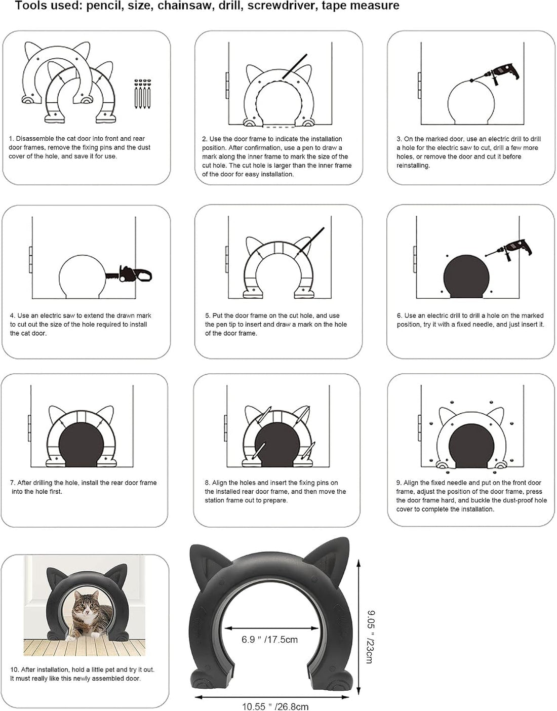 IKUSO Cat Door Interior Door,Hidden Pet Litter BoxPet Door for Cats