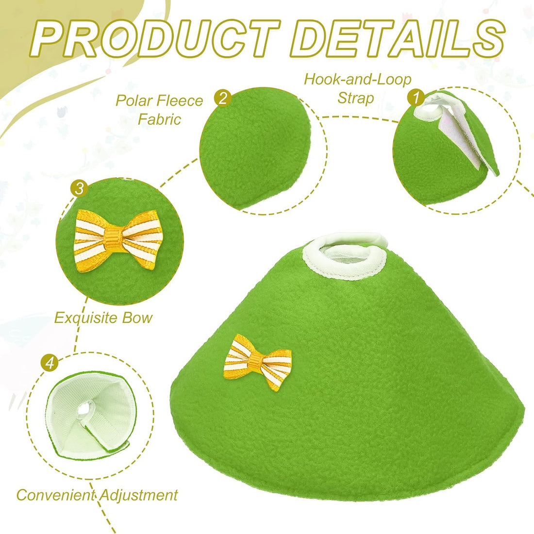 Bird Collars Protective Recovery Cones Green L 3Pcs