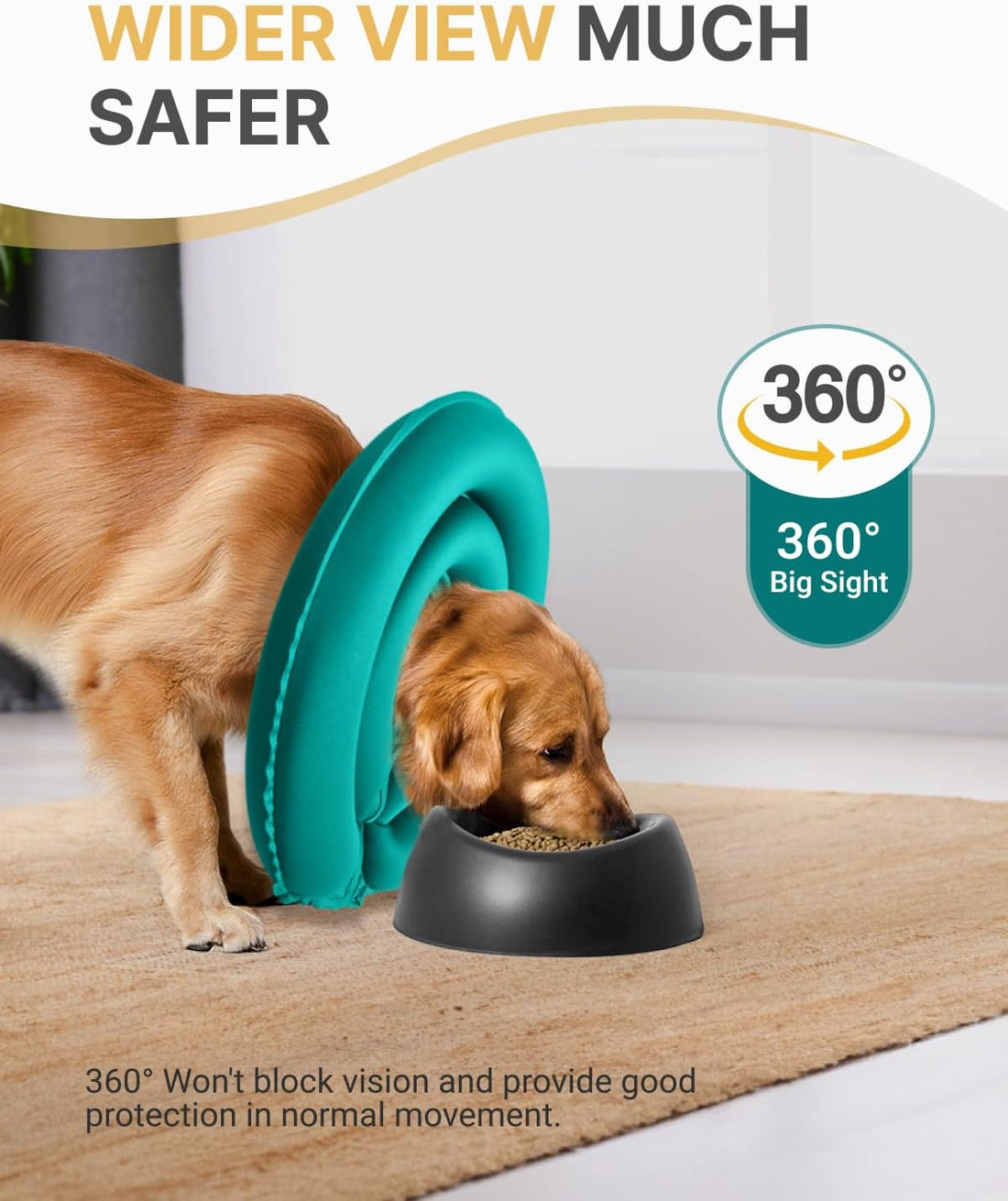 MIDOG Patented Inflatable Dog Cone, Soft Recovery Collar, Blue, S