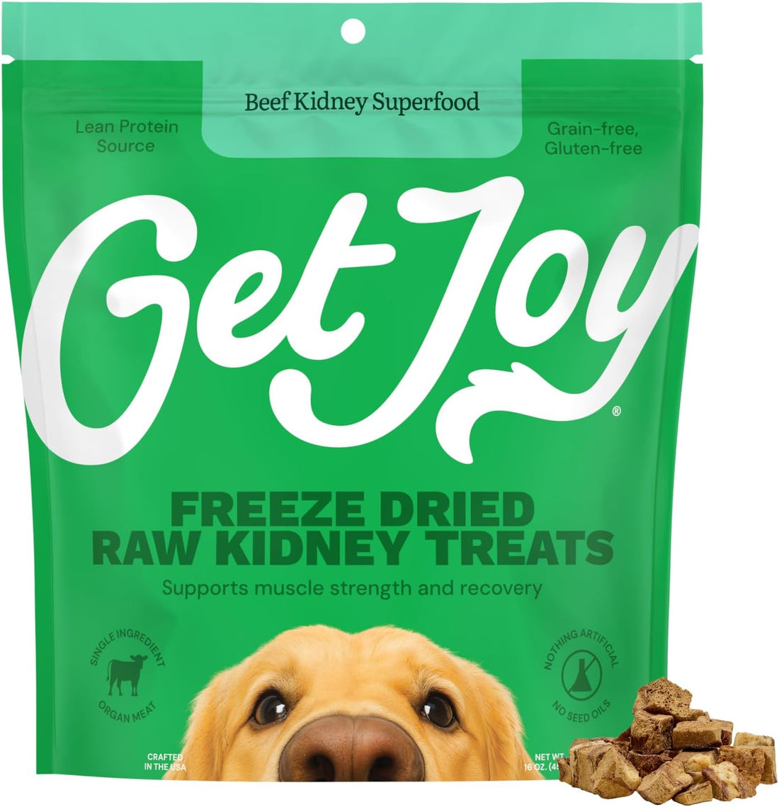 Get Joy Freeze Dried 100% Beef Heart Dog Treats, 4oz