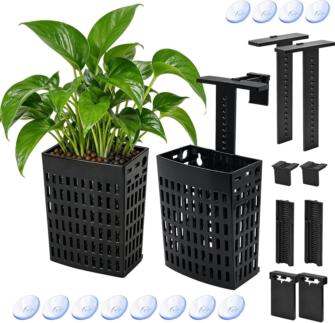 Upgraded Adjustable Aquarium Plant Holder,2 Pack Black