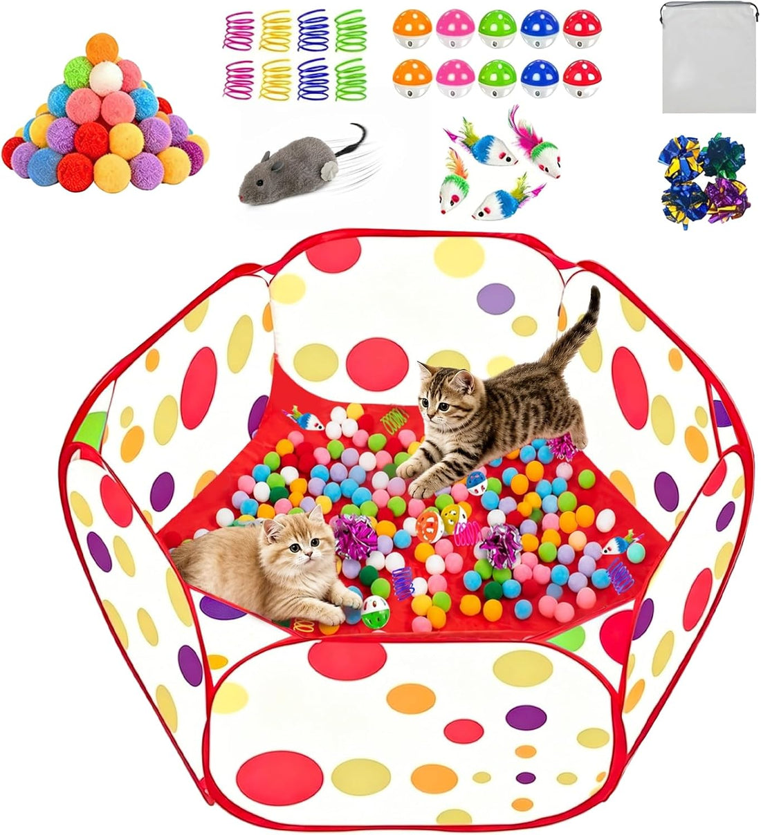 Cat Ball Pit with 227 Pcs Interactive Cat Toys