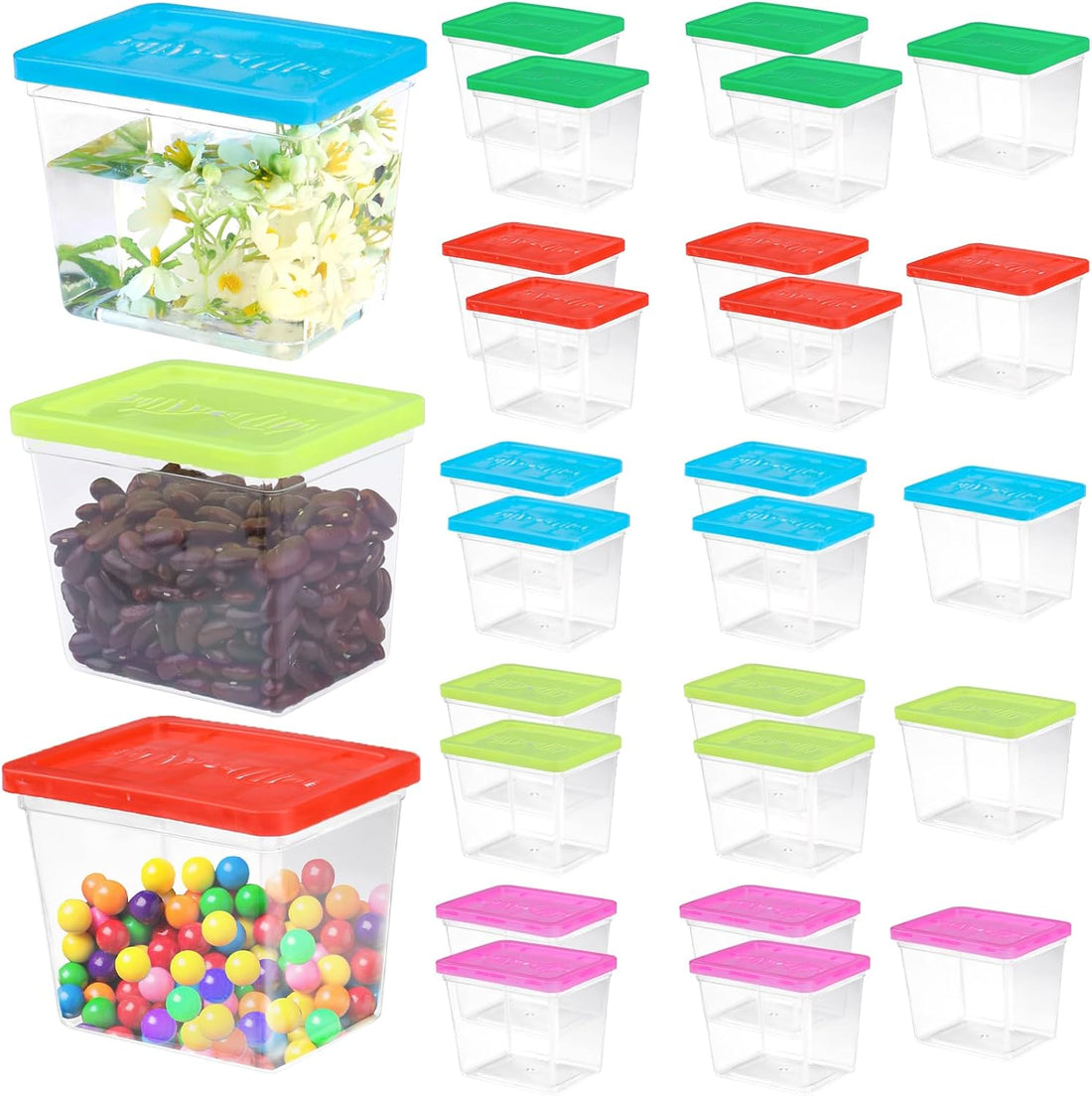 25 Pack Plastic Fish Bowl with Lids