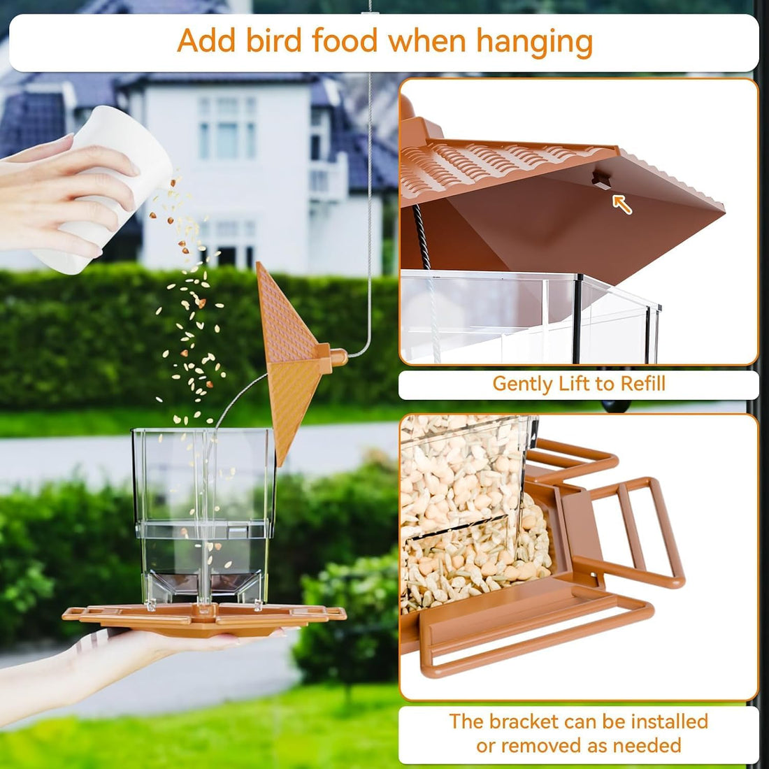 Yieach Hanging Bird Feeder for Outdoors,Large Hopper Squirrel Proof