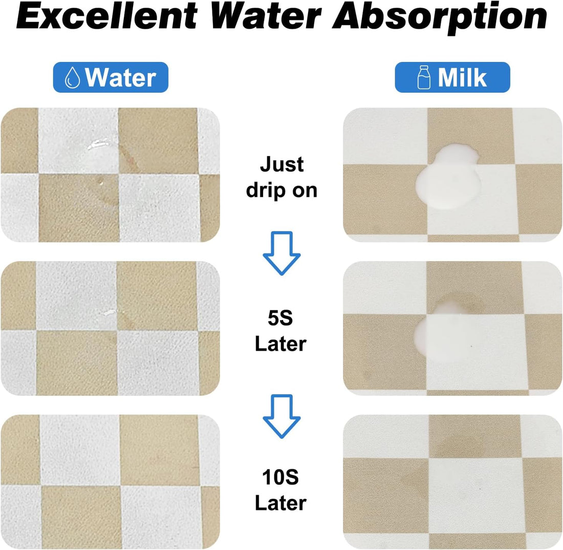 CooRug Checkered Dog Food Mat, Absorbent Leak-Proof Pet Feeding Mat