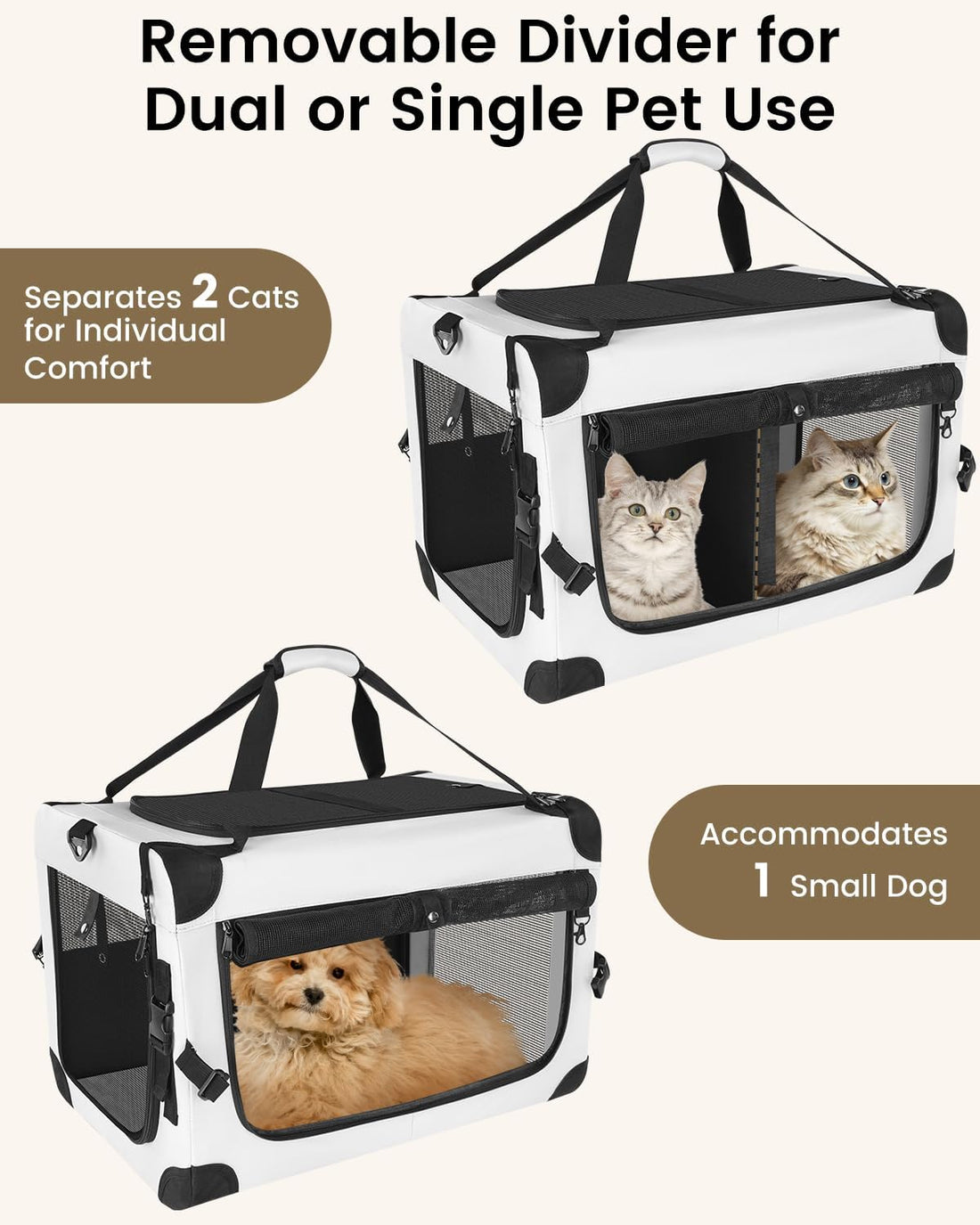 Extra Large Cat Carrier for 2 Cats, Soft-Sided Travel Carrier