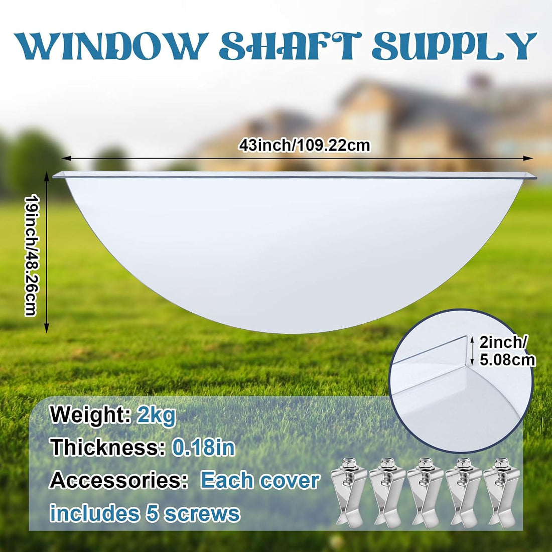 Vercraft 39"L x 16"W Outside Window Well Covers with Mounting Clip