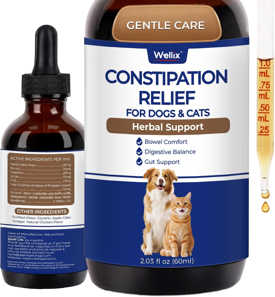 Wellix Cat & Dog probiotics for Constipation Relief & Gut Health