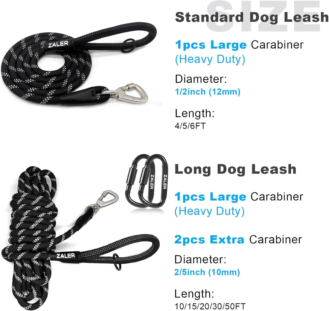 ZALER Long Dog Leash, 50 feet 30ft 20ft 15ft 10ft Dog Training Lead