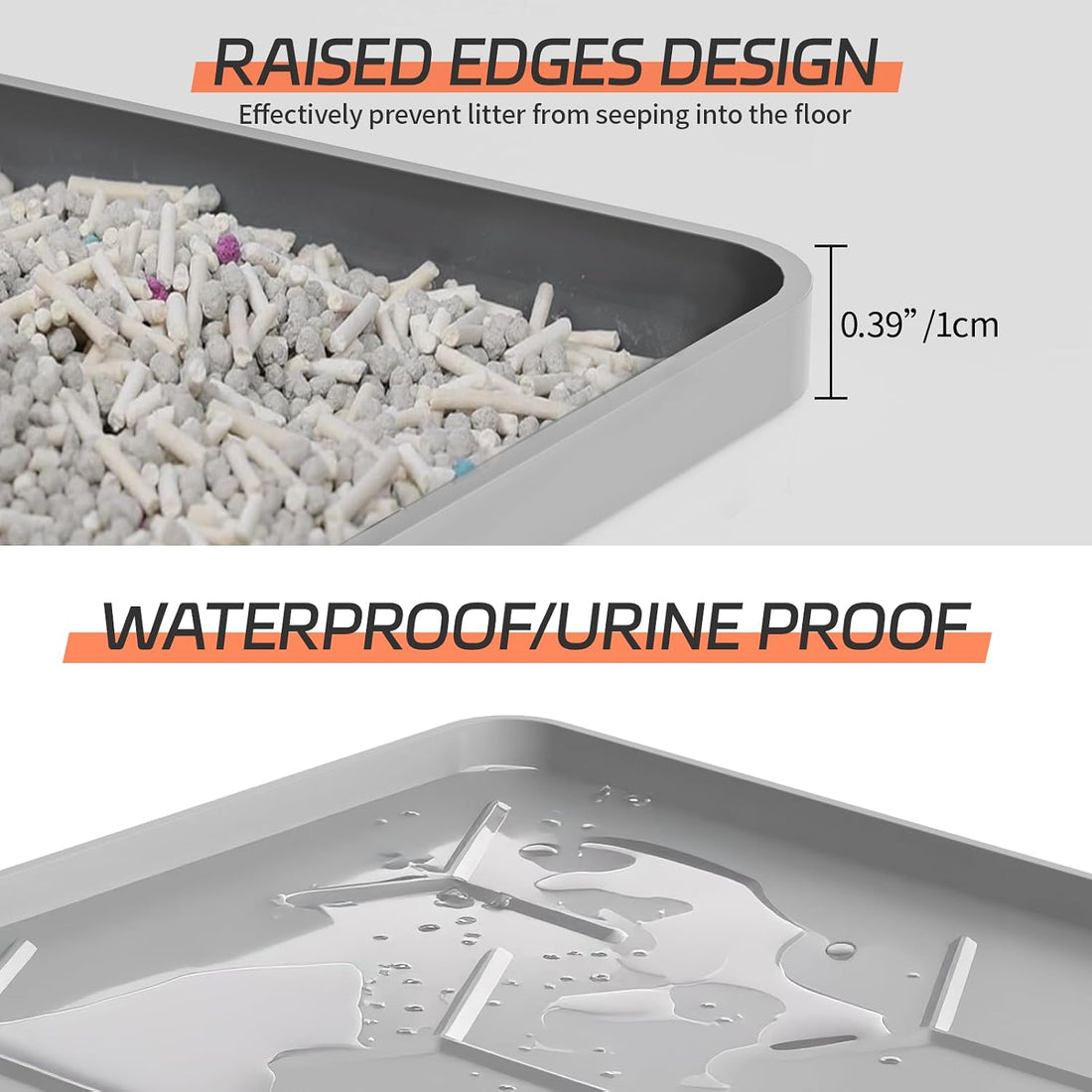 Bulkniu Silicone Cat Litter Mat, 24"x16", Raised Edge Waterproof