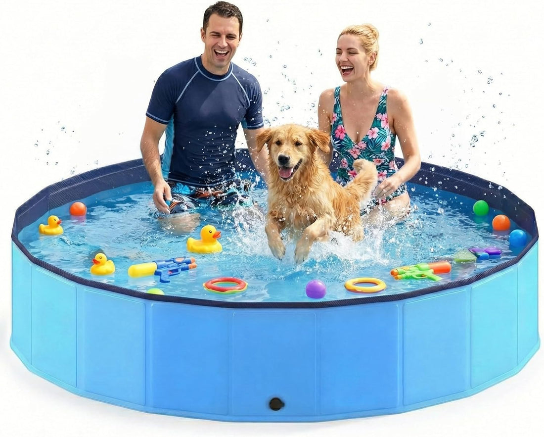 Foldable Dog Pool, Collapsible Dog Swimming Pool 72"x12" Blue