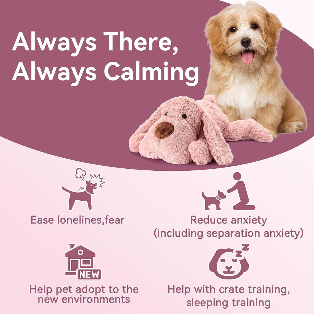 Moropaky Heartbeat Puppy Toy Dog Heartbeat Toy for Anxiety Relief