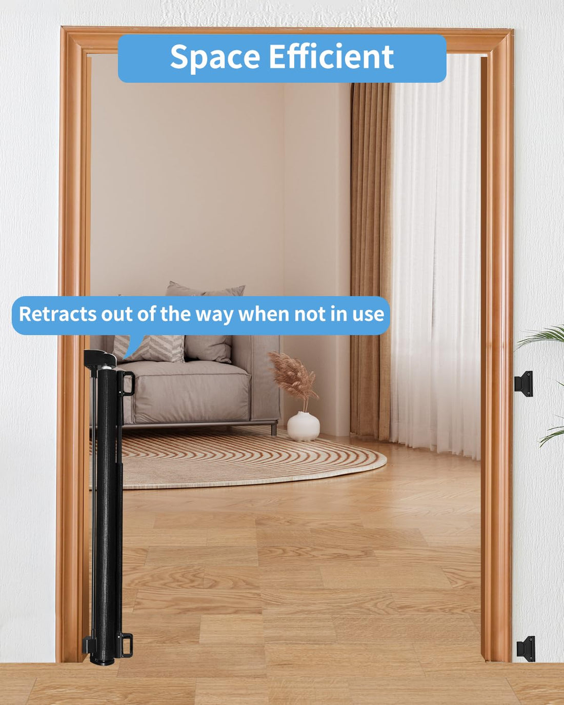 Veraste Retractable Mesh Baby & Pet Gate for Doorways and Stairs