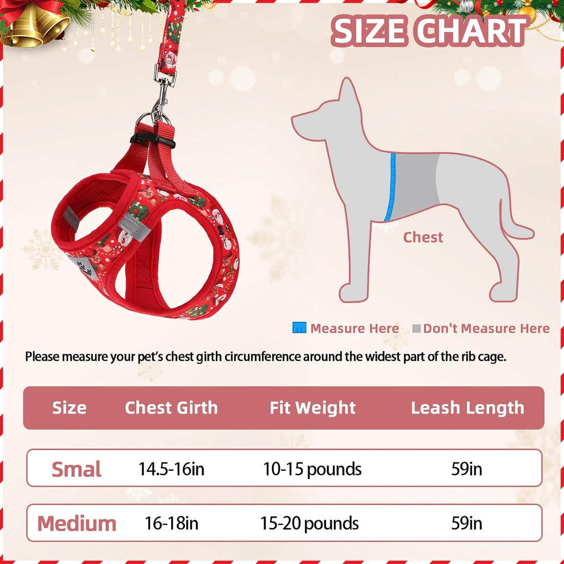PAWCHIE Christmas Dog Harness and Leash Set