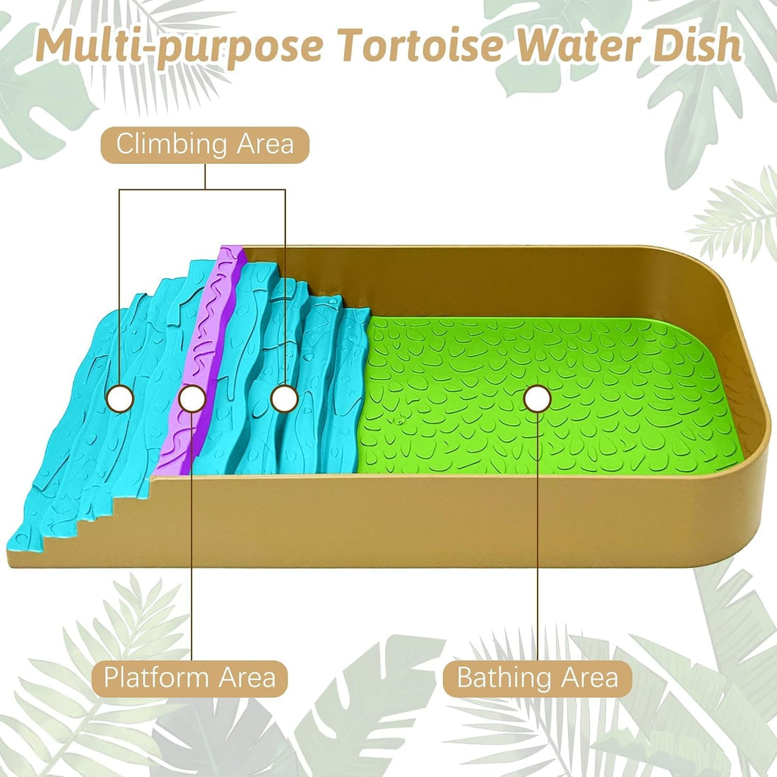 PINVNBY Reptile Bathing Pool Plastic Tortoise Food Dish with Ramp