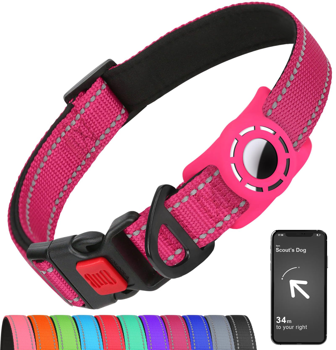 Erbine AirTag Dog Collar with AirTag Holder Compatible for Air Tag